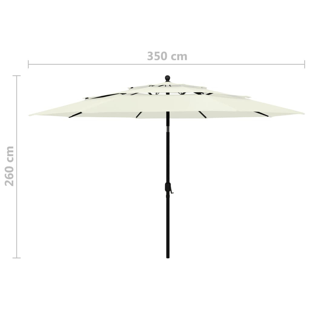 vidaXL 3-Tier Garden Parasol with Aluminium Pole Sand 3.5 m