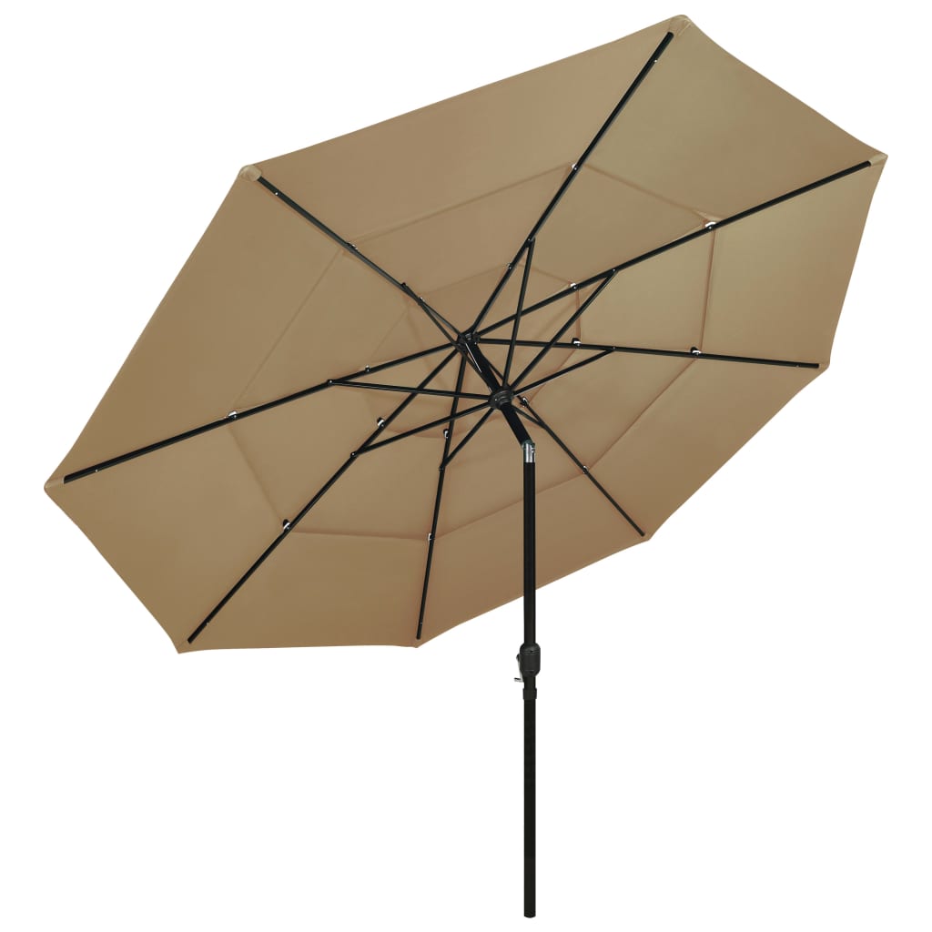 vidaXL 3-Tier Garden Parasol with Aluminium Pole Taupe 3.5 m