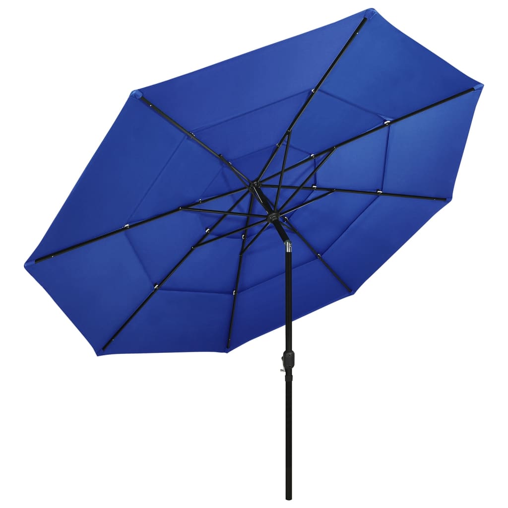 vidaXL 3-Tier Garden Parasol with Aluminium Pole Azure Blue 3.5 m