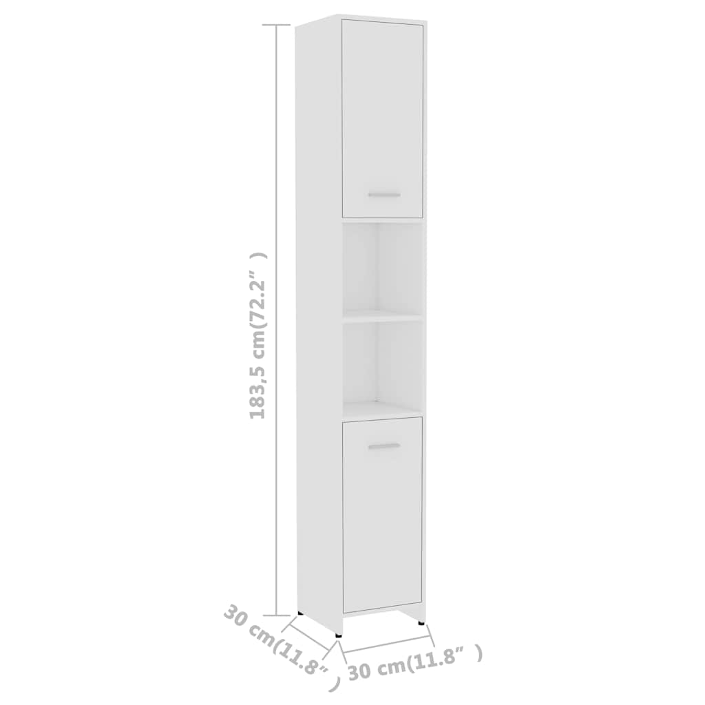 3 Piece Bathroom Furniture Set White Engineered Wood
