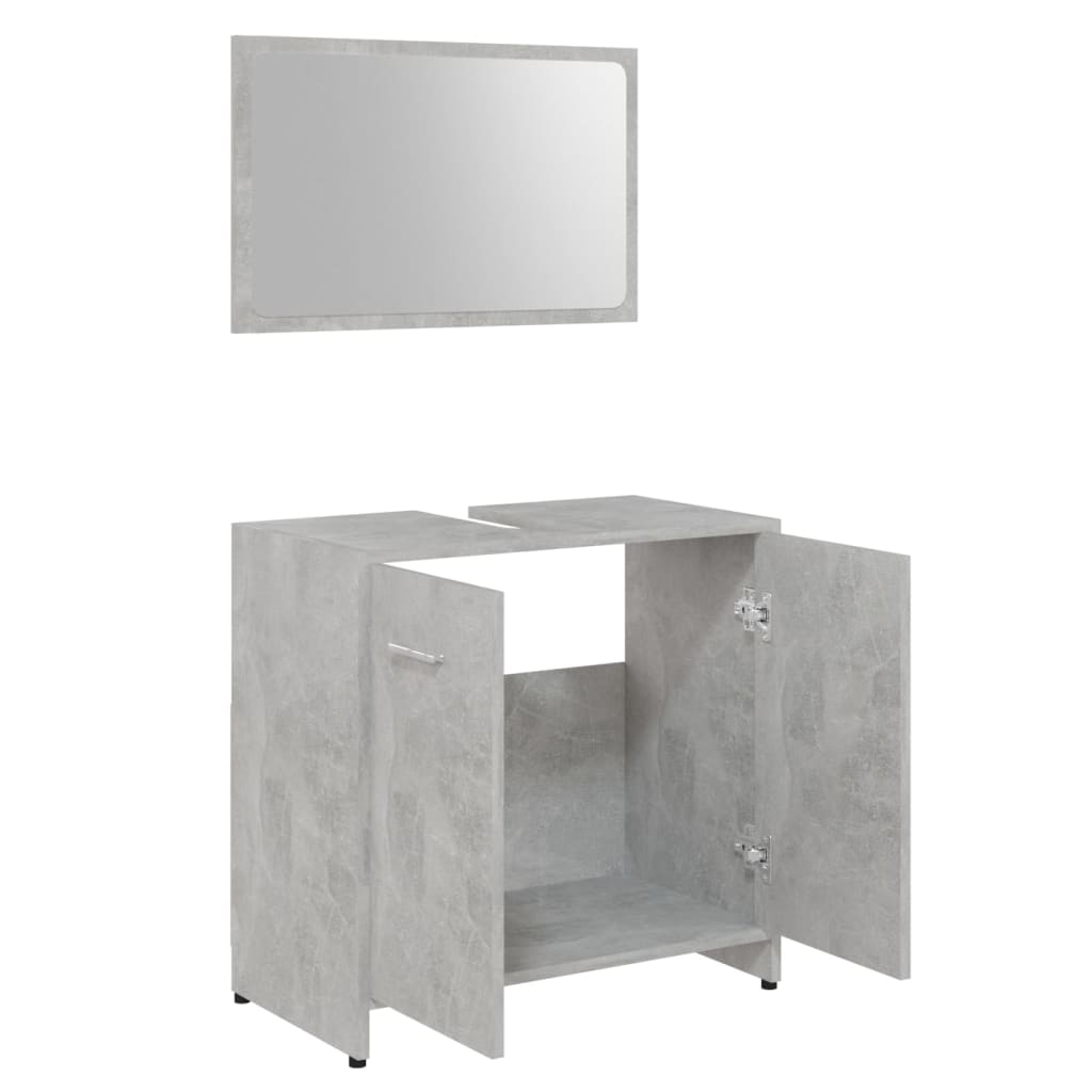 vidaXL 3 Piece Bathroom Furniture Set Concrete Grey Engineered Wood