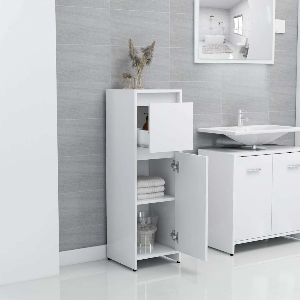 3 Piece Bathroom Furniture Set White Engineered Wood