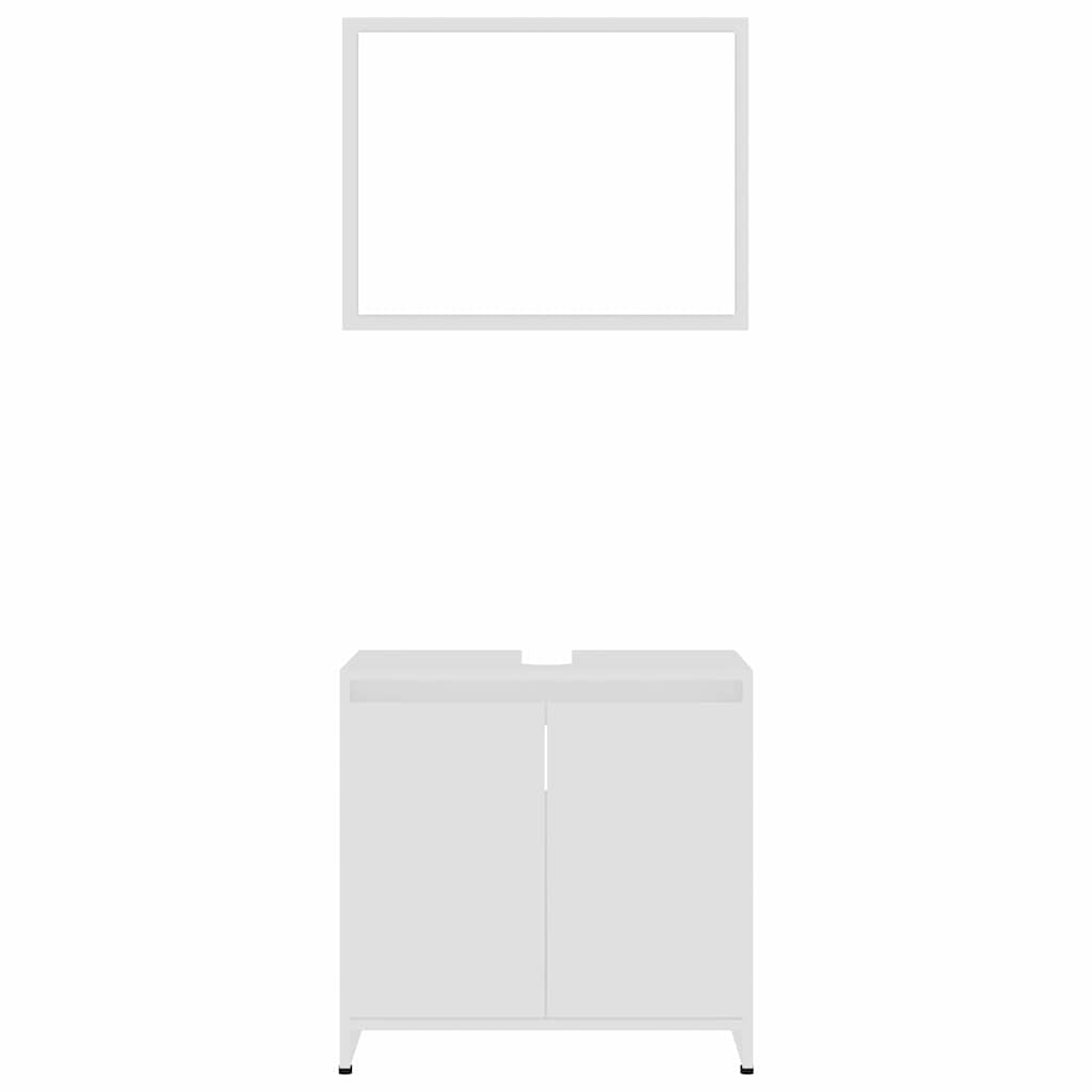 3 Piece Bathroom Furniture Set White Engineered Wood