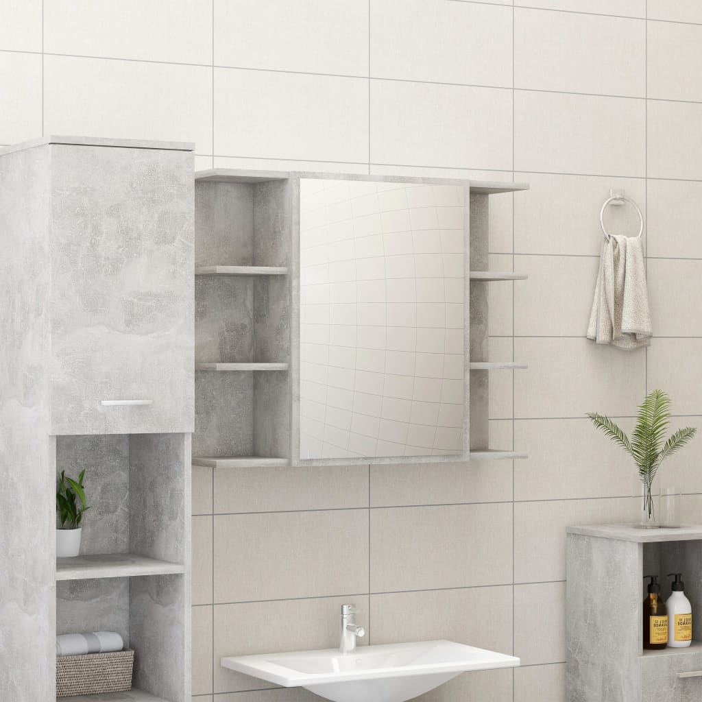 vidaXL 3 Piece Bathroom Furniture Set Concrete Grey Engineered Wood