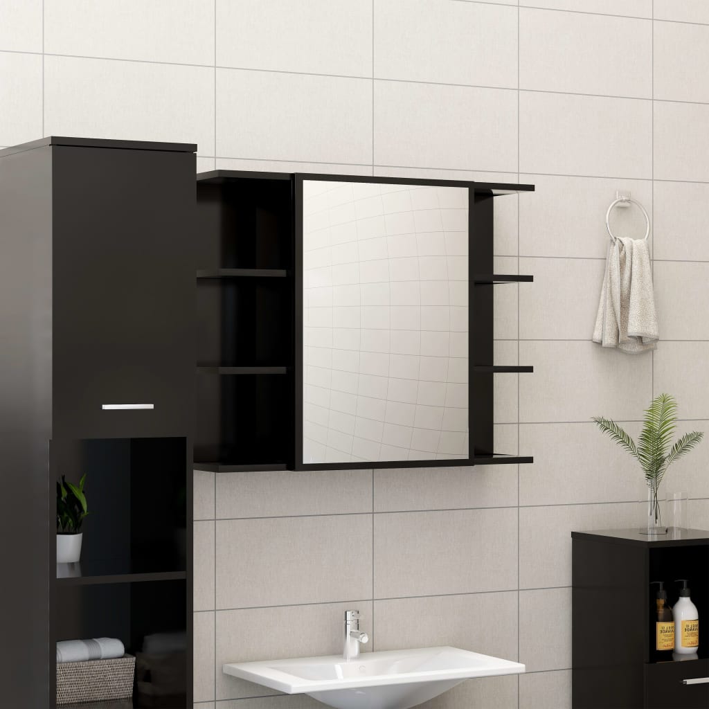 vidaXL 3 Piece Bathroom Furniture Set Black Engineered Wood