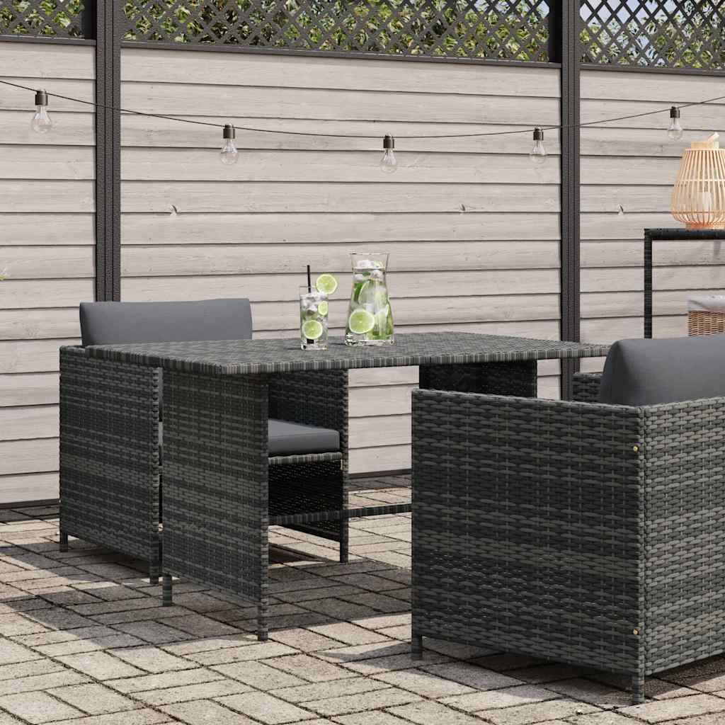 Dining Table | Grey | PE rattan, Powder-Coated Steel | Medium