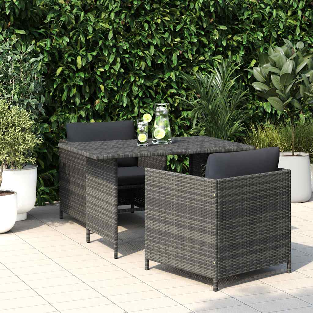 Garden Dining Table Grey 110x70x65 cm Poly Rattan