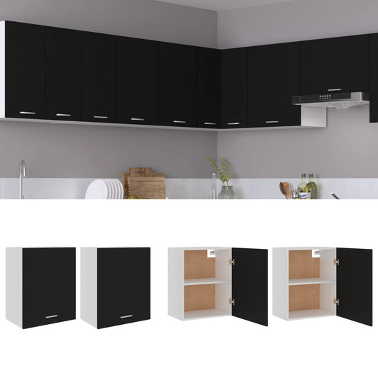 vidaXL Hanging Cabinets 2 pcs Black 50x31x60 cm Engineered Wood