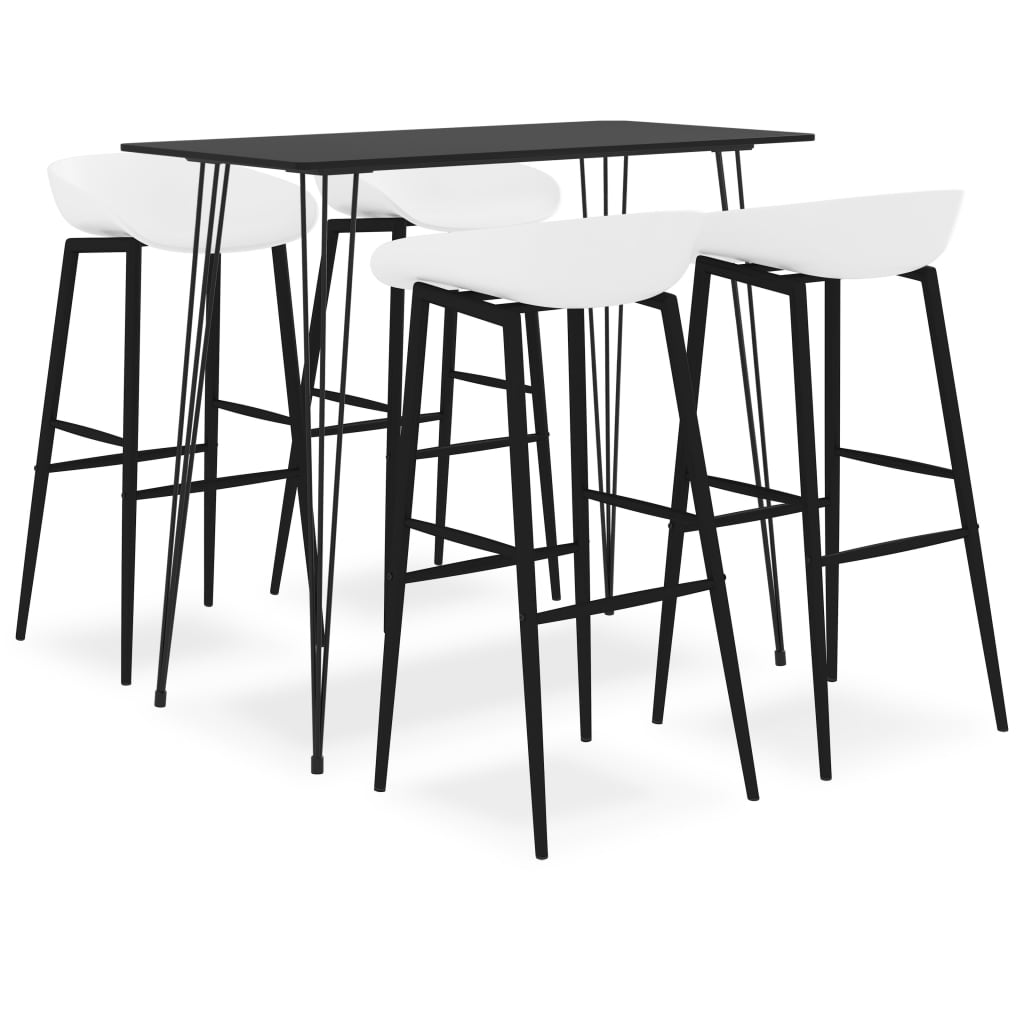 vidaXL 5 Piece Bar Set Black and White