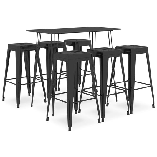 vidaXL 7 Piece Bar Set Black