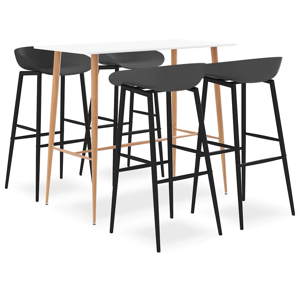 5 Piece Bar Set White and Grey