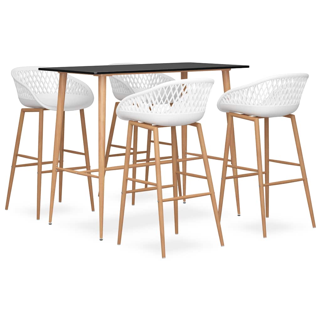 5 Piece Bar Set Black and White