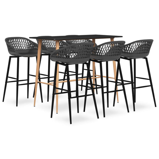 vidaXL 7 Piece Bar Set Black and Grey