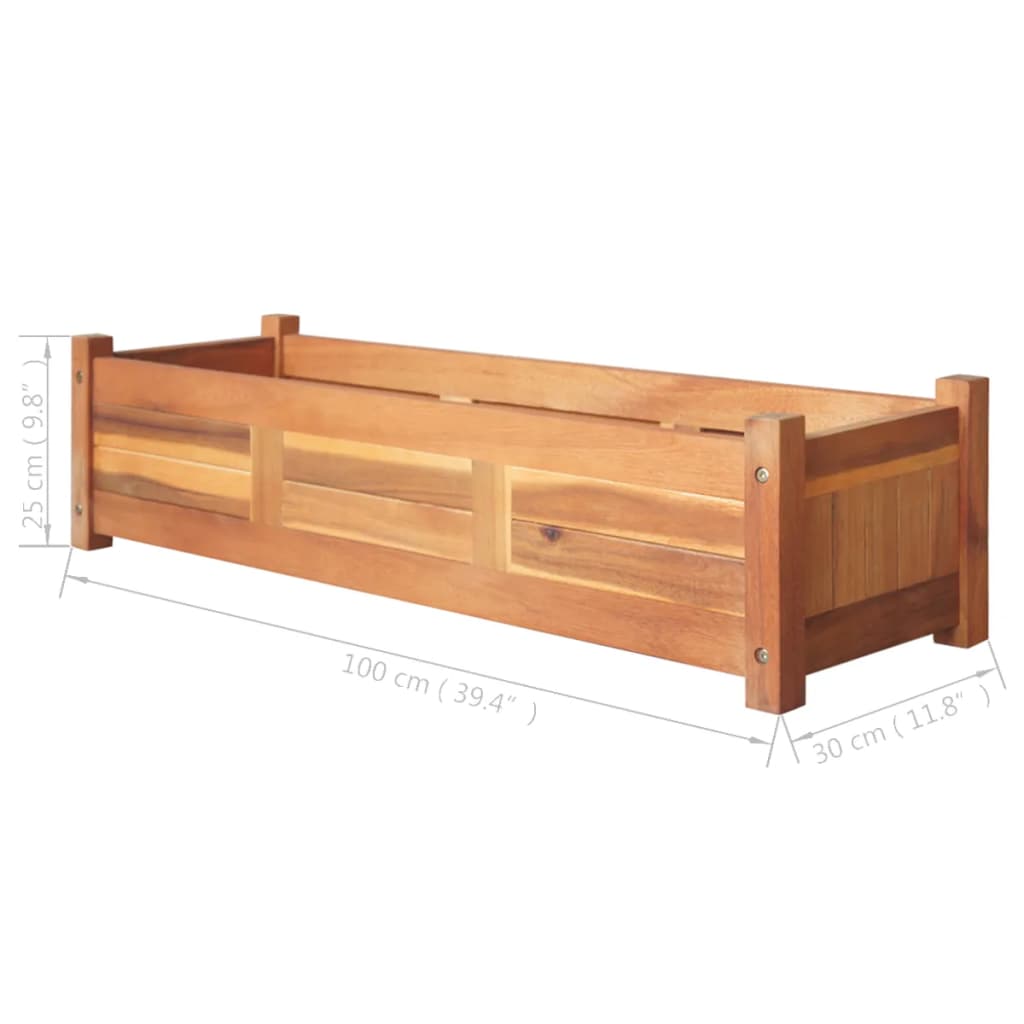 vidaXL Garden Raised Beds 2 pcs Acacia Wood 100x30x25 cm