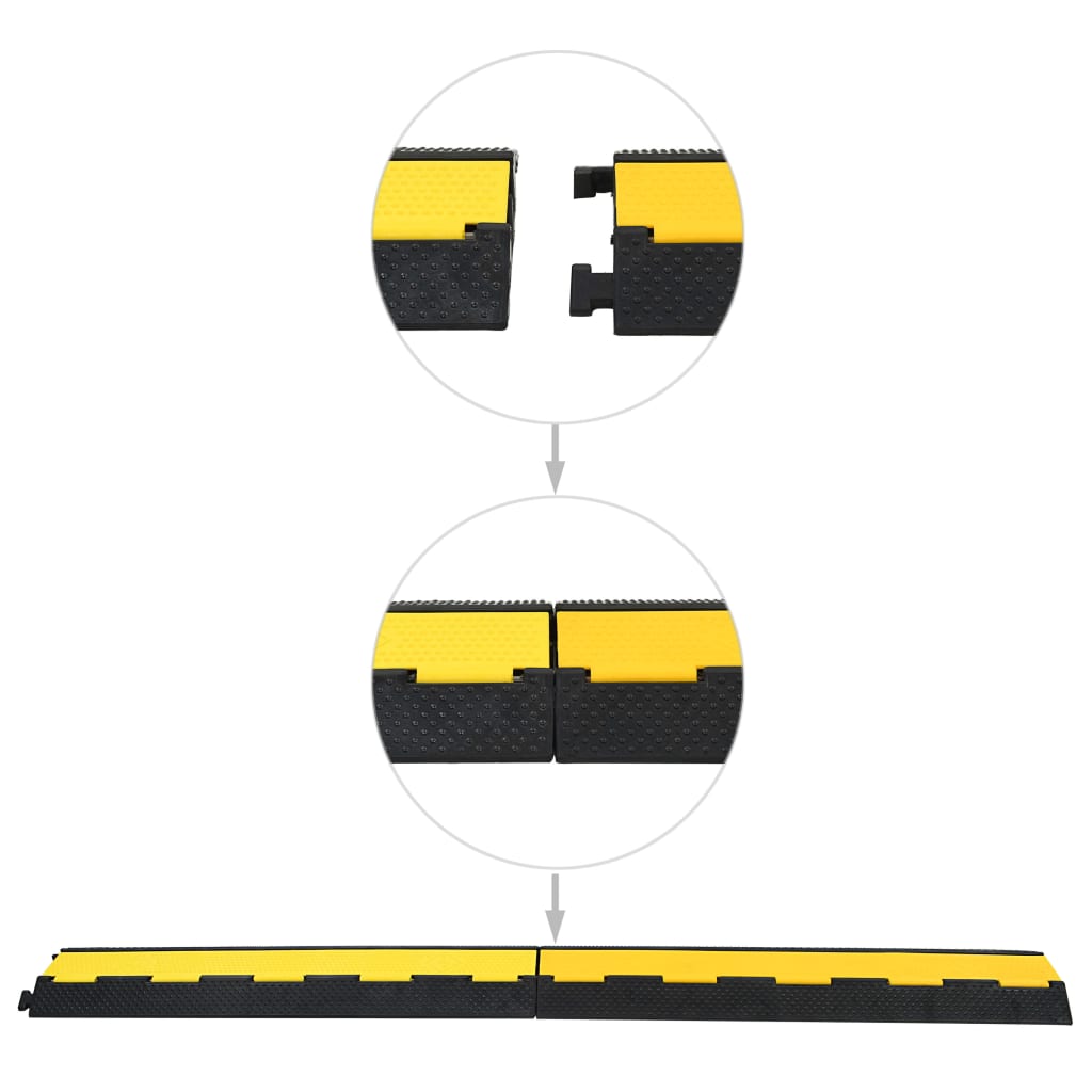 vidaXL Cable Protector Ramps 2 pcs 2 Channels Rubber 101.5 cm