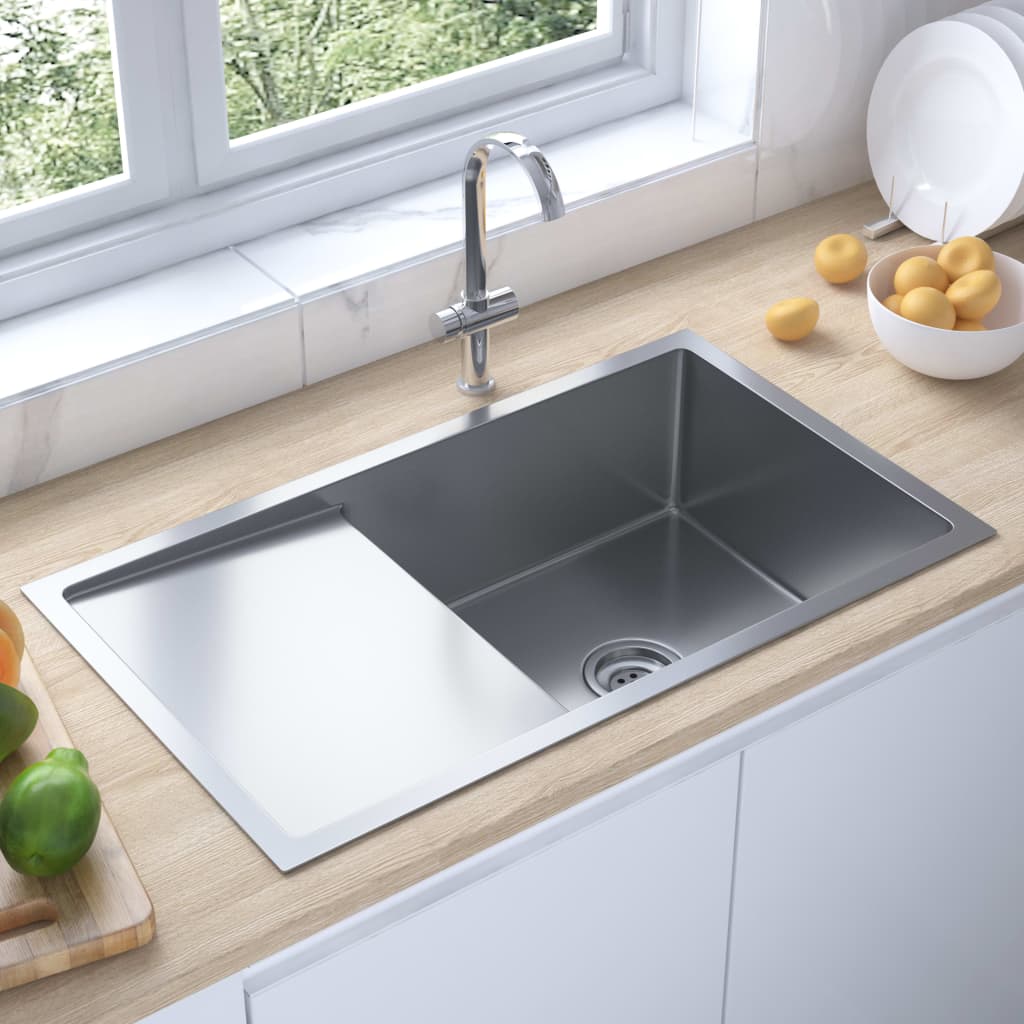 vidaXL Handmade Kitchen Sink Stainless Steel