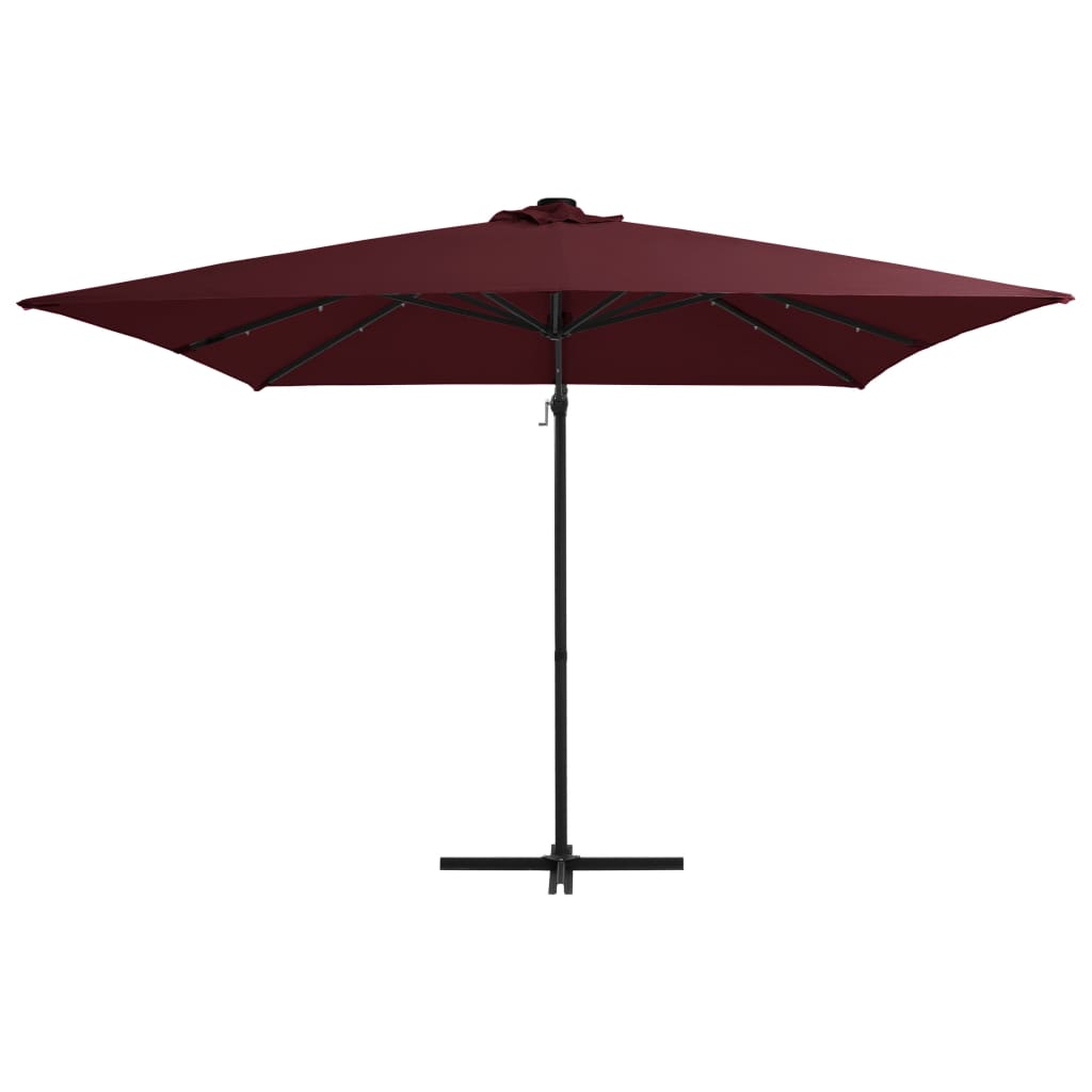 vidaXL Cantilever Garden Parasol with LED lights Bordeaux Red 250x250 cm