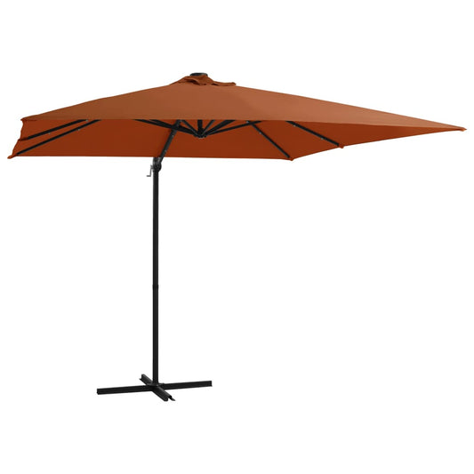 vidaXL Cantilever Garden Parasol with LED lights Terracotta 250x250 cm