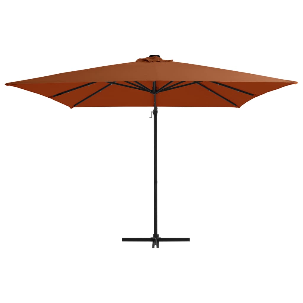 vidaXL Cantilever Garden Parasol with LED lights Terracotta 250x250 cm