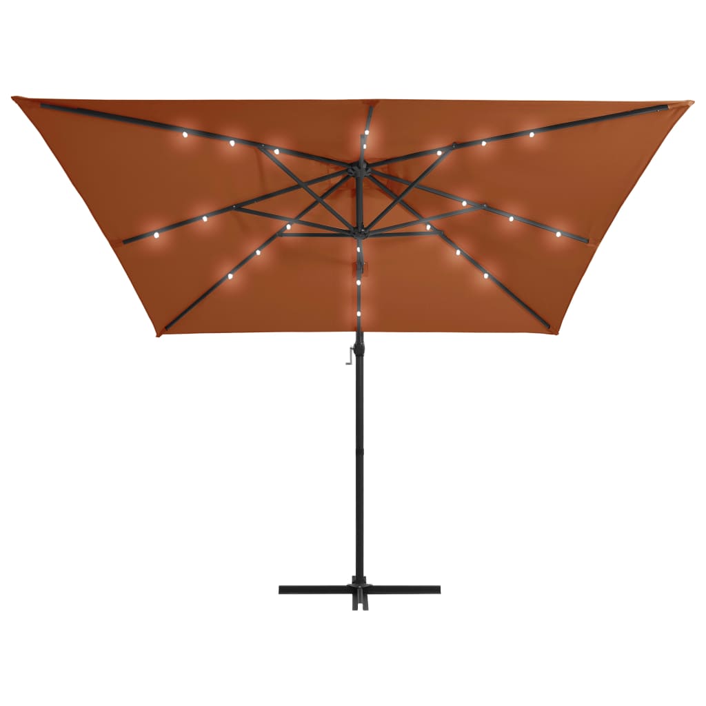 vidaXL Cantilever Garden Parasol with LED lights Terracotta 250x250 cm