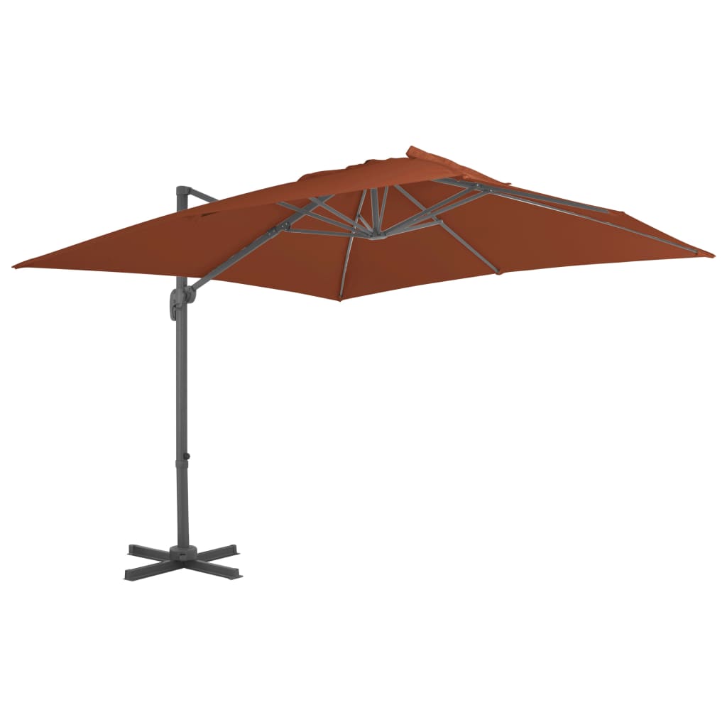 vidaXL Cantilever Garden Parasol with Aluminium Pole Terracotta 400x300 cm