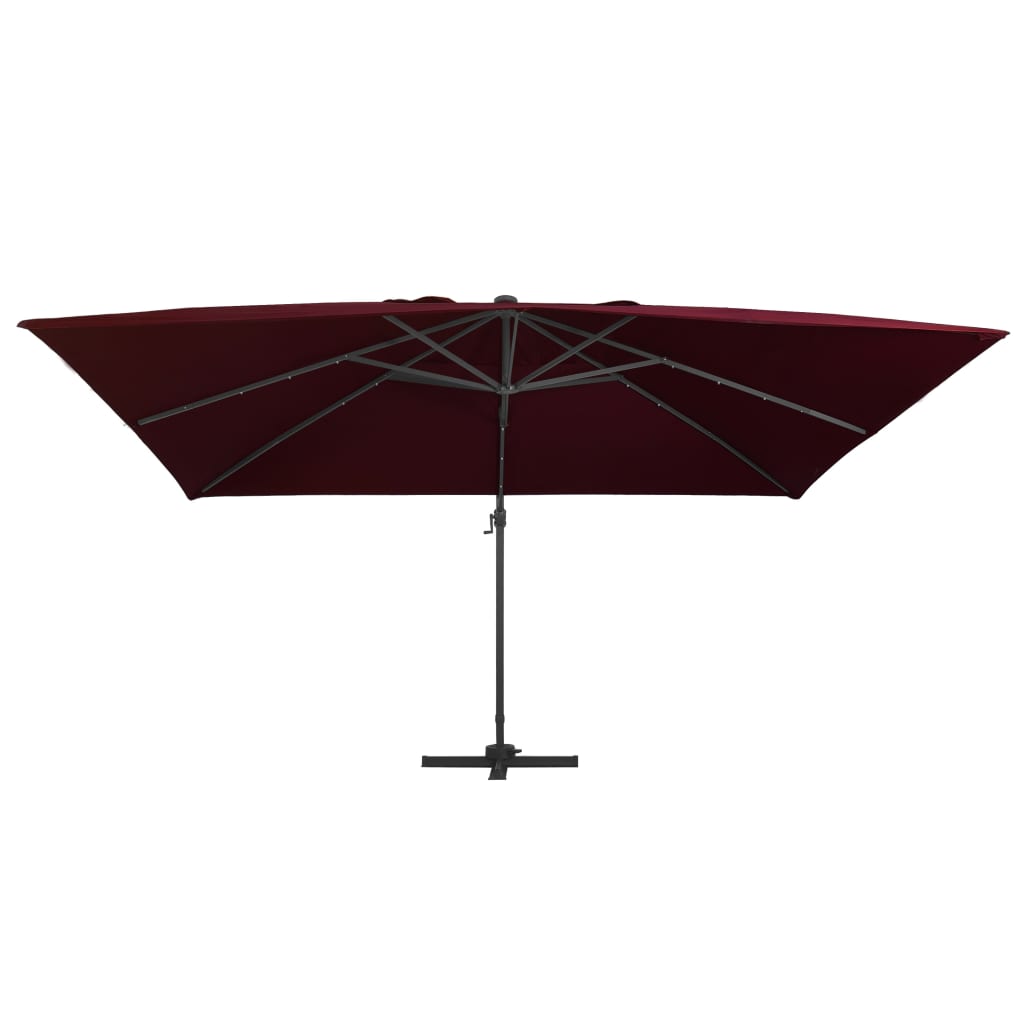 vidaXL Cantilever Garden Parasol with LED Lights Bordeaux Red 400x300 cm