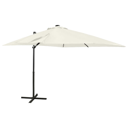 vidaXL Cantilever Garden Parasol with Pole and LED Lights Sand 250 cm