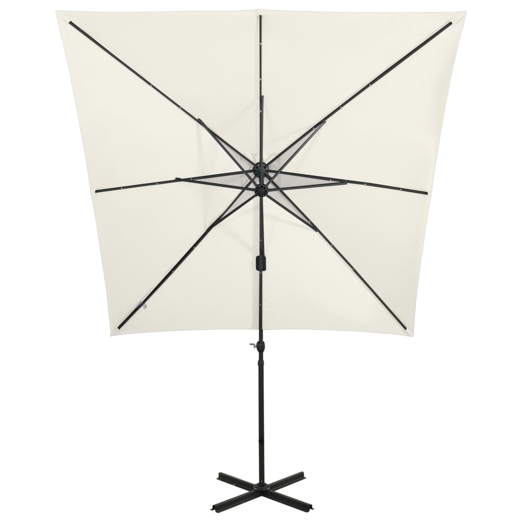 vidaXL Cantilever Garden Parasol with Pole and LED Lights Sand 250 cm