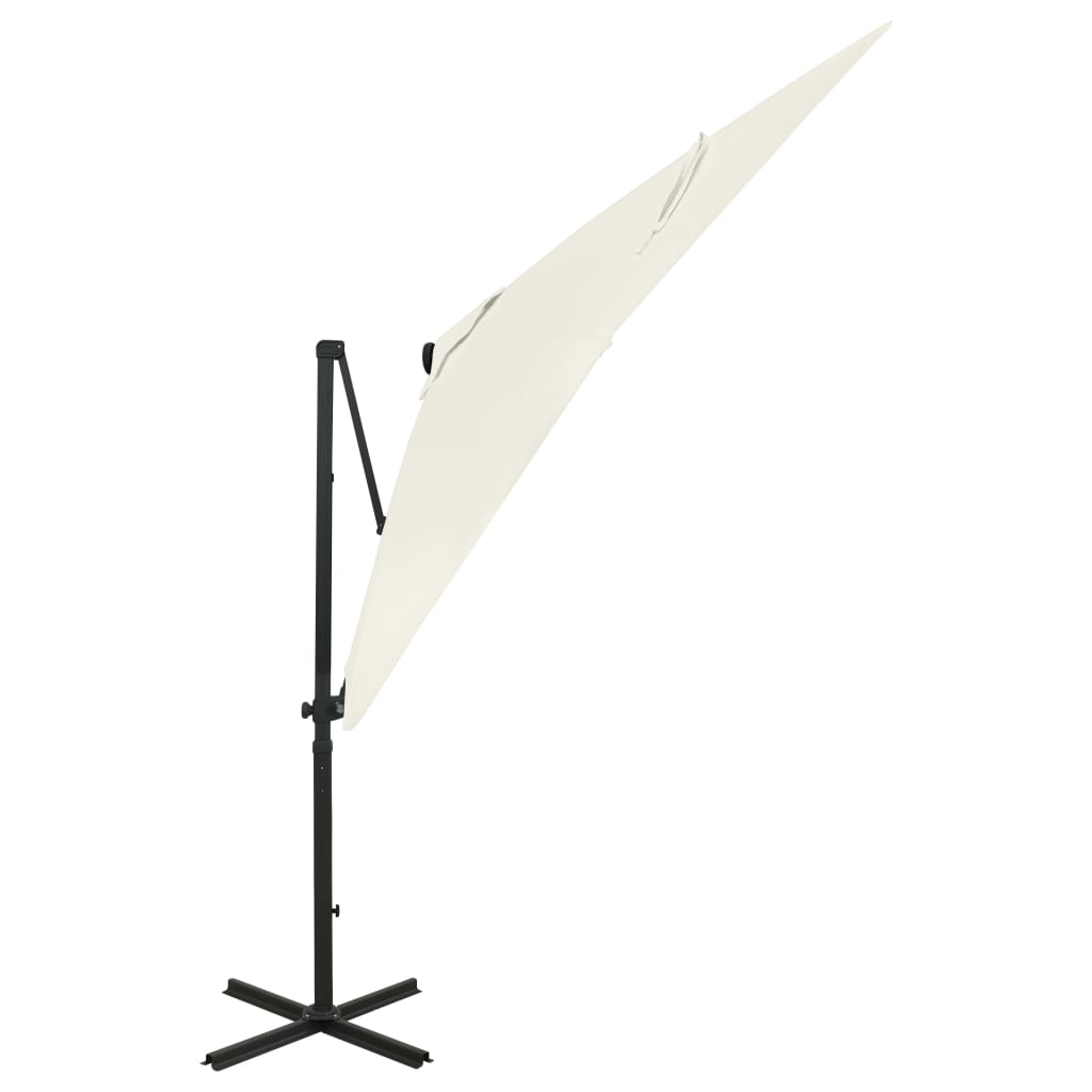 vidaXL Cantilever Garden Parasol with Pole and LED Lights Sand 250 cm