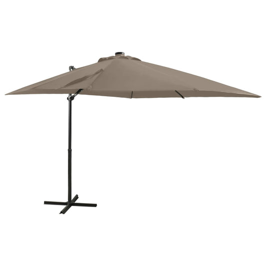 vidaXL Cantilever Garden Parasol with Pole and LED Lights Taupe 250 cm