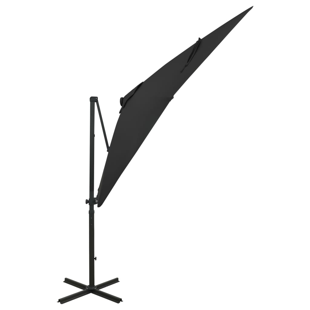 vidaXL Cantilever Garden Parasol with Pole and LED Lights Black 250 cm