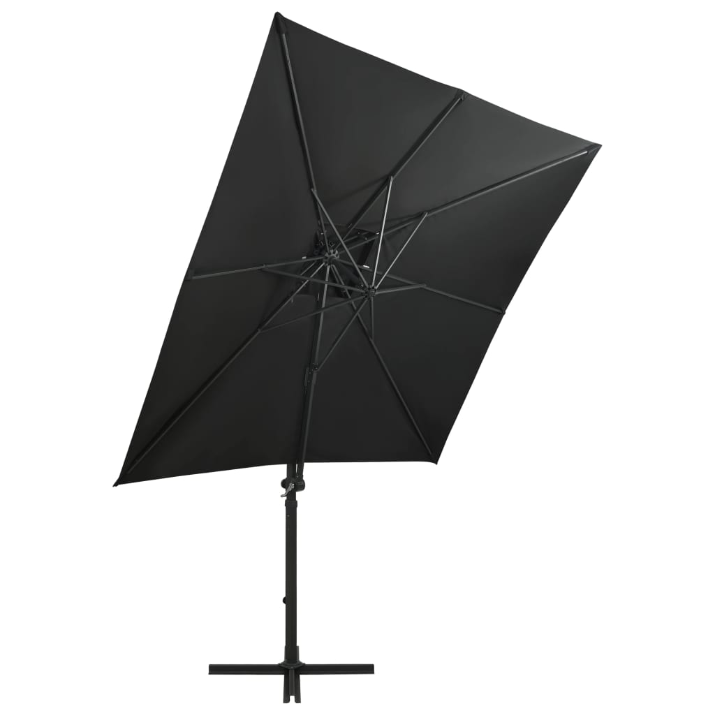 vidaXL Cantilever Garden Parasol with Pole and LED Lights Black 250 cm