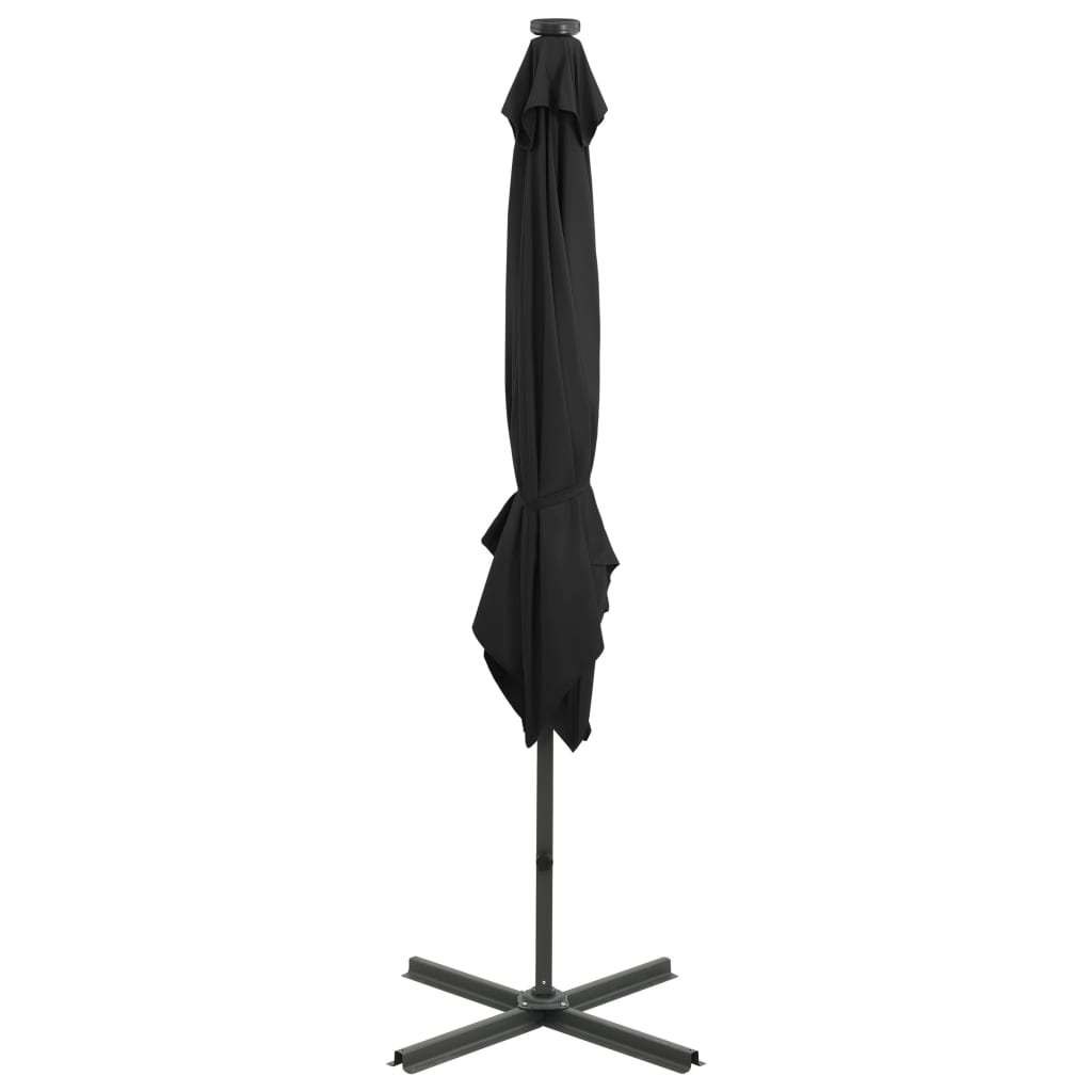 vidaXL Cantilever Garden Parasol with Pole and LED Lights Black 250 cm