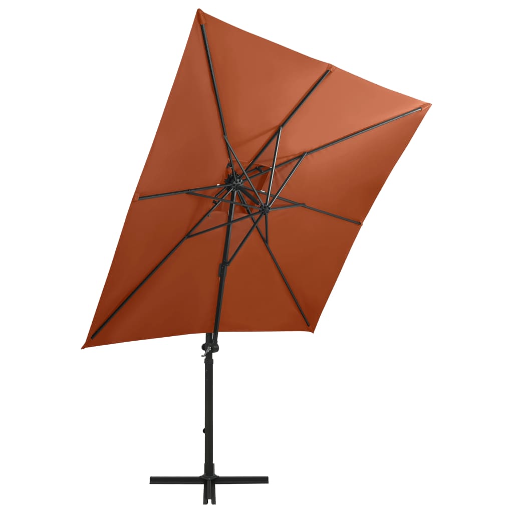 vidaXL Cantilever Garden Parasol with Pole and LED Lights Terracotta 250 cm