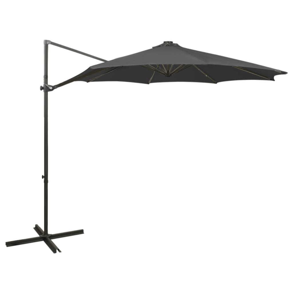 vidaXL Cantilever Garden Parasol with Pole and LED Lights Anthracite 300 cm