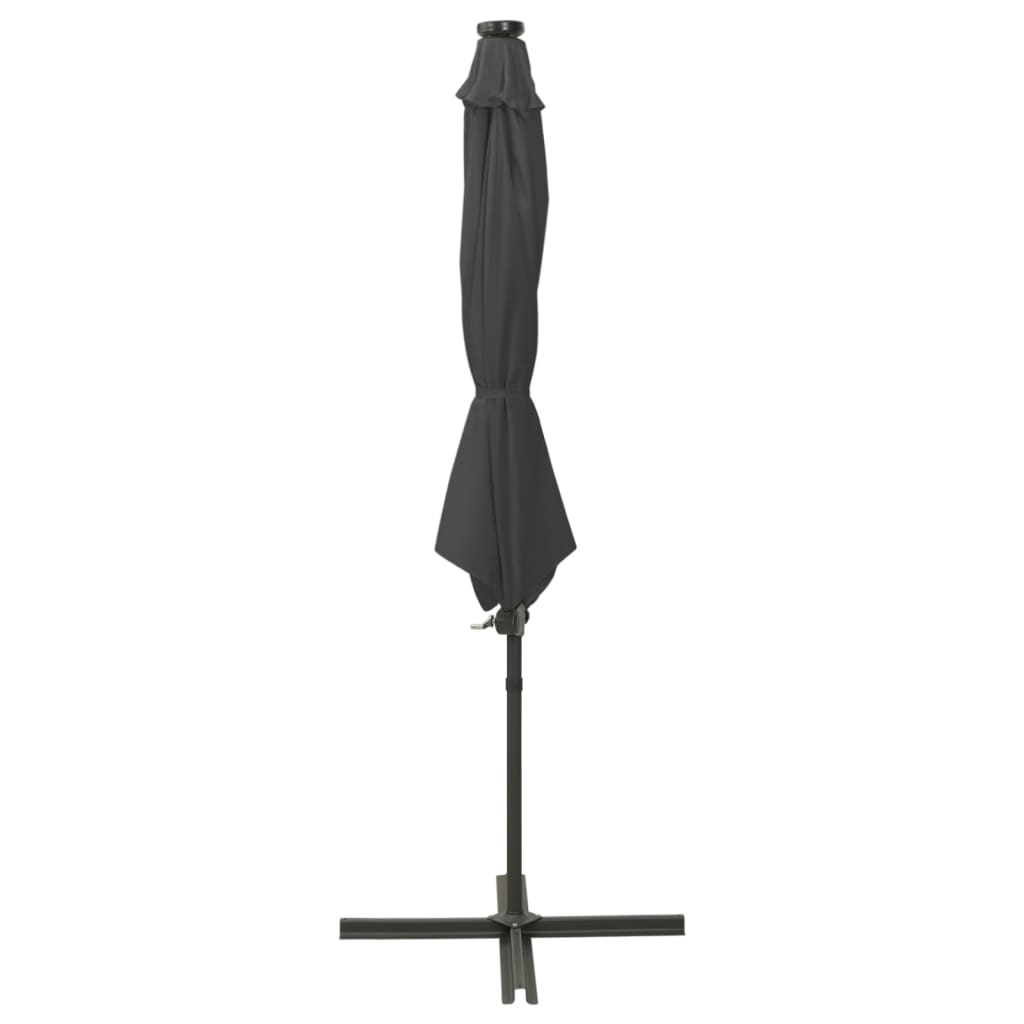 vidaXL Cantilever Garden Parasol with Pole and LED Lights Anthracite 300 cm