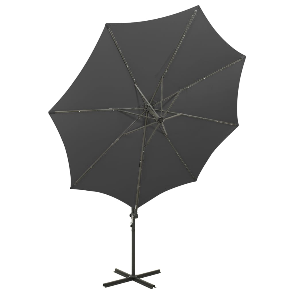 vidaXL Cantilever Garden Parasol with Pole and LED Lights Anthracite 300 cm