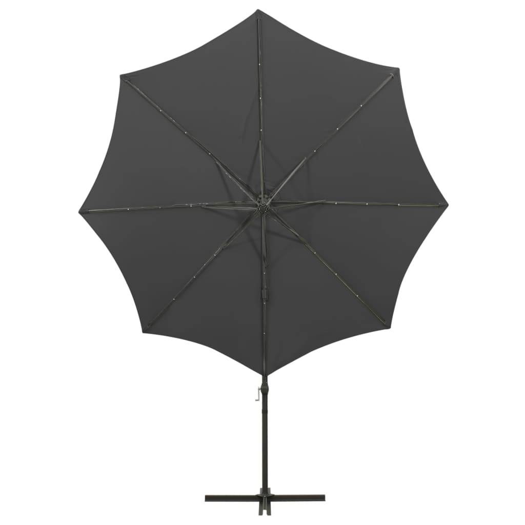 vidaXL Cantilever Garden Parasol with Pole and LED Lights Anthracite 300 cm