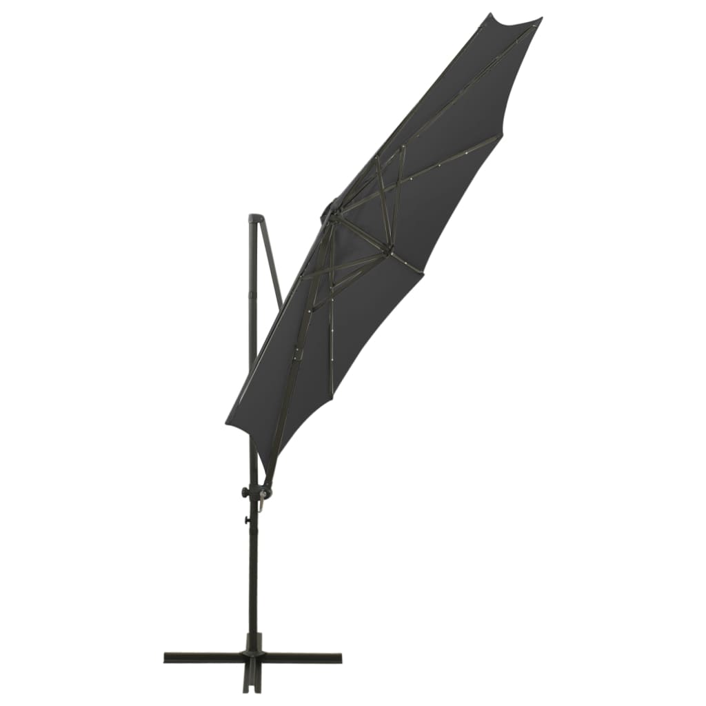 vidaXL Cantilever Garden Parasol with Pole and LED Lights Anthracite 300 cm