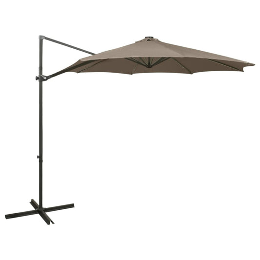 vidaXL Cantilever Garden Parasol with Pole and LED Lights Taupe 300 cm