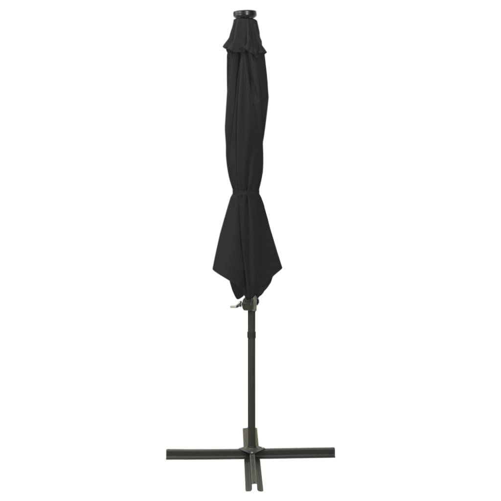 vidaXL Cantilever Garden Parasol with Pole and LED Lights Black 300 cm