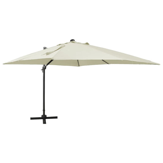 vidaXL Cantilever Garden Parasol with Pole and LED Lights Sand 300 cm