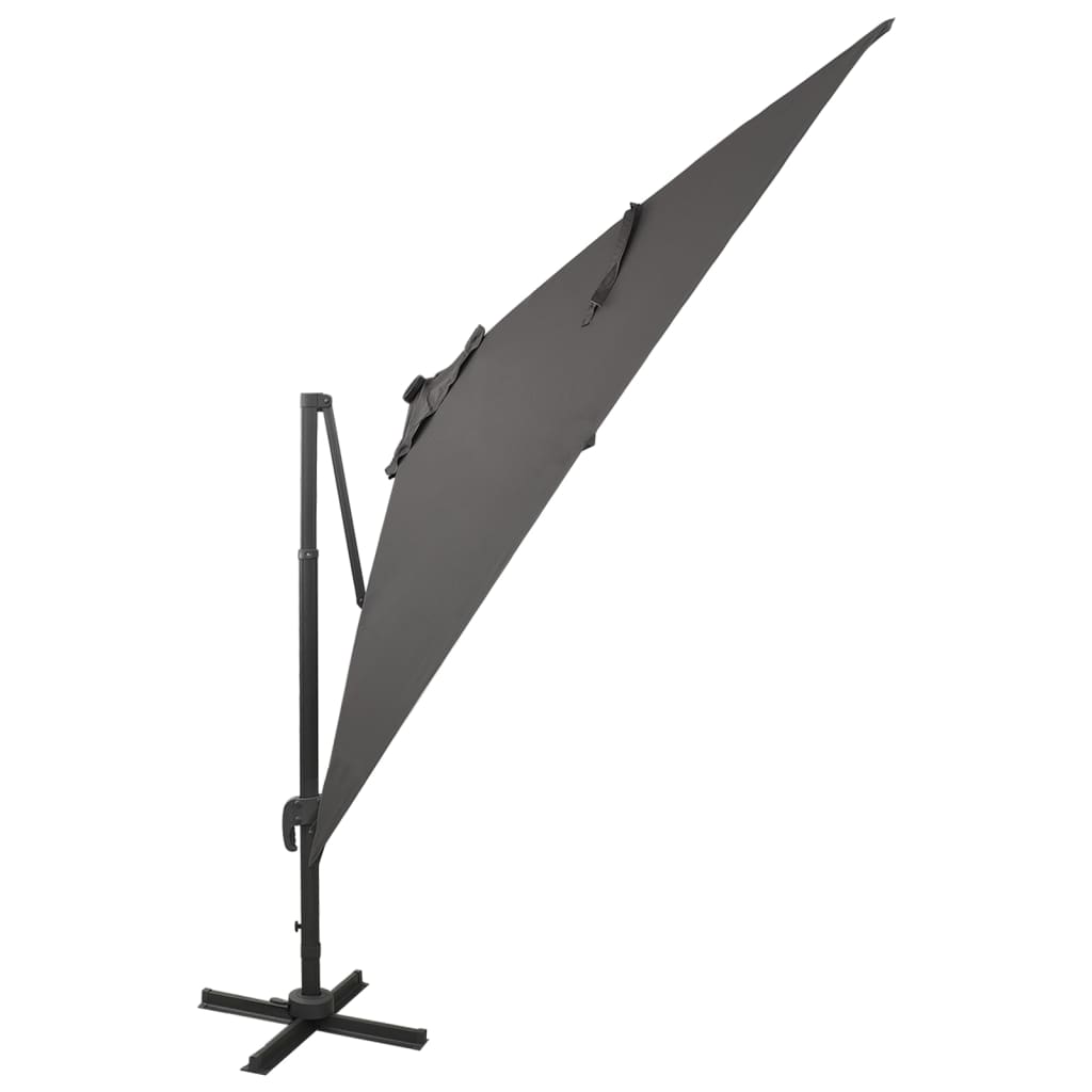 vidaXL Cantilever Garden Parasol with Pole and LED Lights Anthracite 300 cm