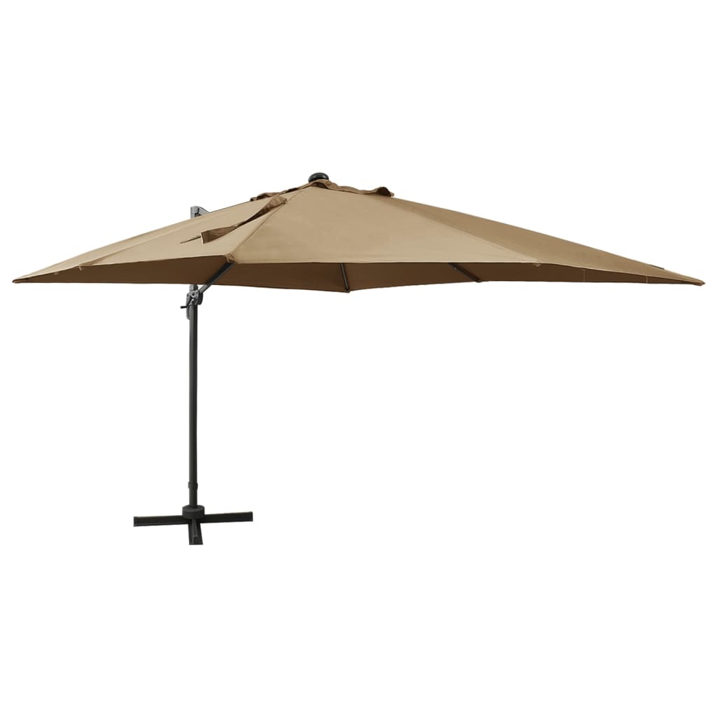 vidaXL Cantilever Garden Parasol with Pole and LED Lights Taupe 300 cm