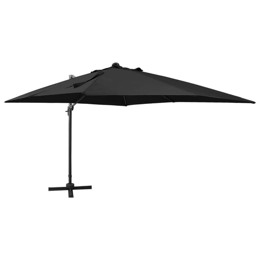 vidaXL Cantilever Garden Parasol with Pole and LED Lights Black 300 cm