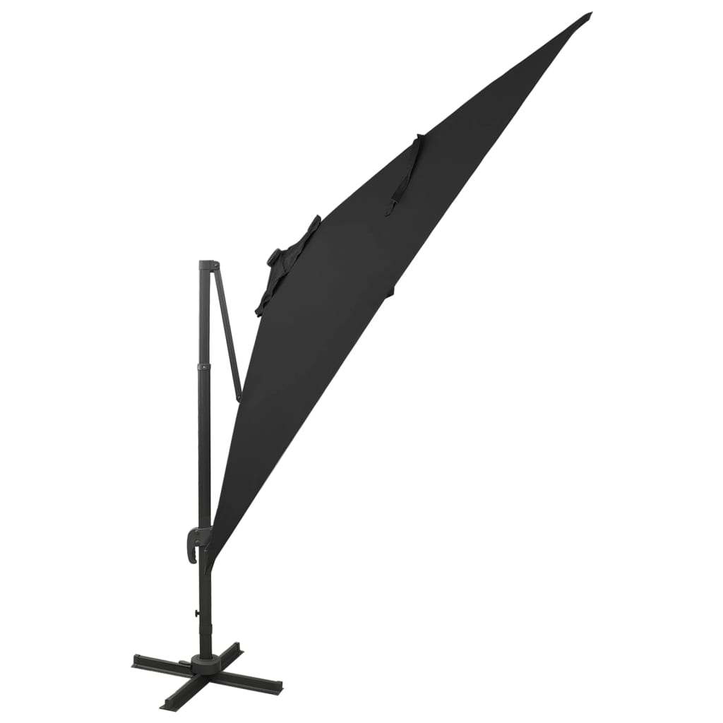 vidaXL Cantilever Garden Parasol with Pole and LED Lights Black 300 cm