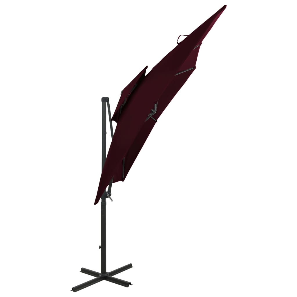 vidaXL Cantilever Garden Parasol with Double Top 250x250 cm Bordeaux Red