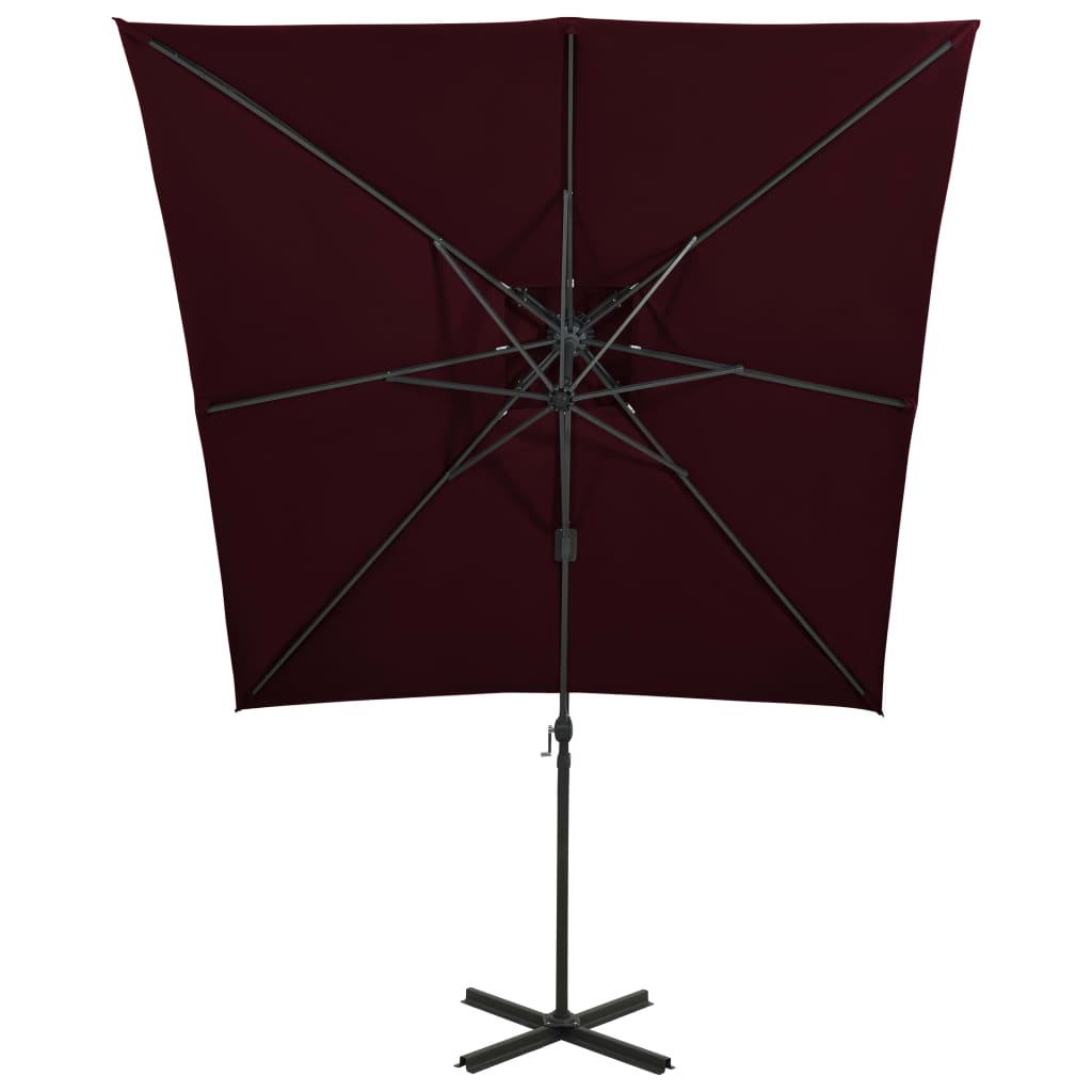 vidaXL Cantilever Garden Parasol with Double Top 250x250 cm Bordeaux Red