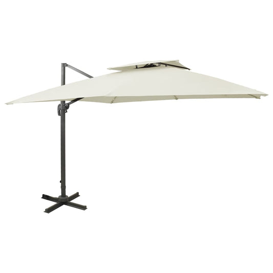 vidaXL Cantilever Garden Parasol with Double Top 300x300 cm Sand