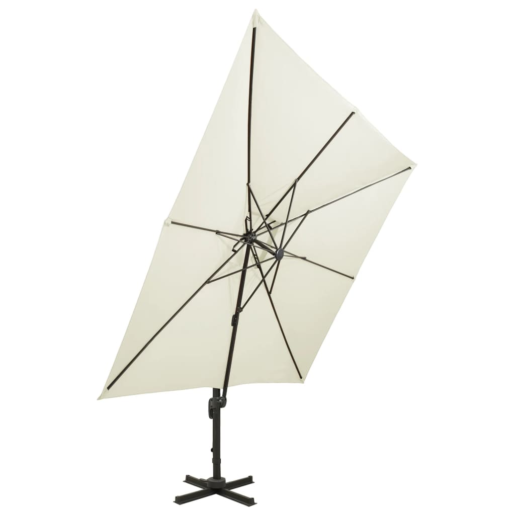 vidaXL Cantilever Garden Parasol with Double Top 300x300 cm Sand